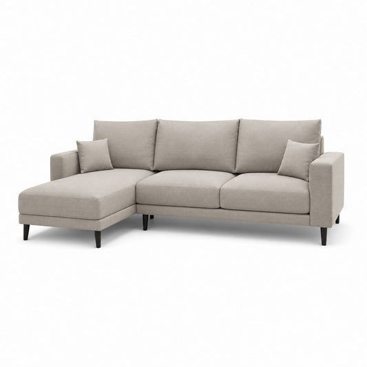 Ecksofa 3 Sitze mit linker Chaiselongue aus Polyester beige, 245 × 155 × 86 cm